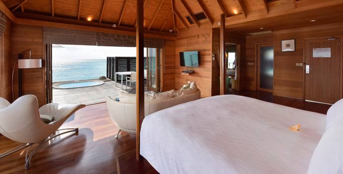 Wohnen, Deluxe Water Villa, Conrad Maldives Rangali Island