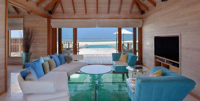 Wohnbereich, Sunset Water Villa, Conrad Maldives Rangali Island