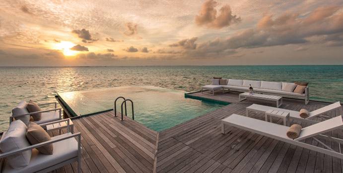 Sunset Terrasse und Pool, Sunset Water Villa, Conrad Maldives Rangali Island