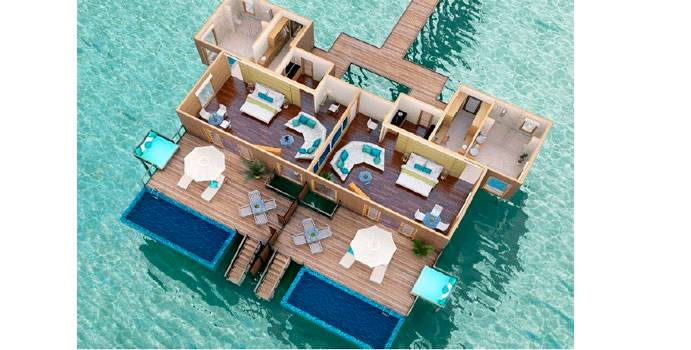 Grundriss, Premier Water Suite, Conrad Maldives Rangali Island