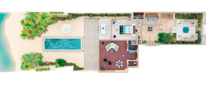 Grundriss, Junior Beach Suite, Conrad Maldives Rangali Island