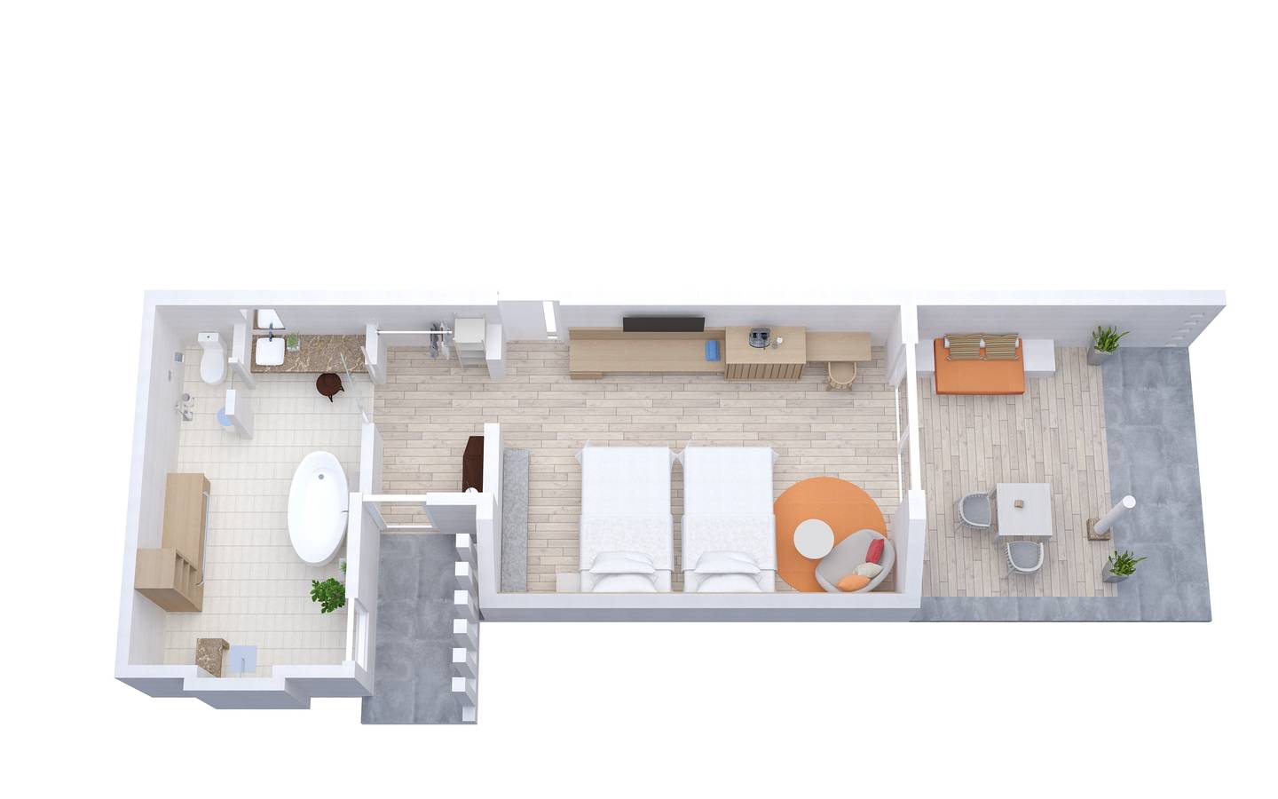 Lux* South Ari Atoll, Beach Pavilion, Grundriss mit Twin Betten