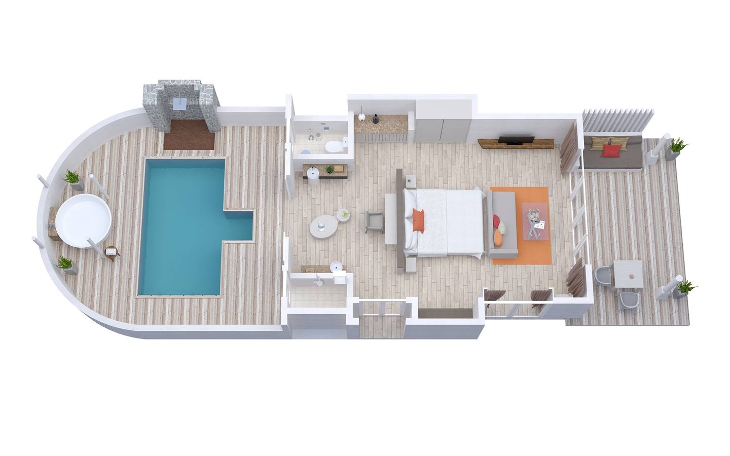 Lux* South Ari Atoll, Beach Pool Villa, Grundriss