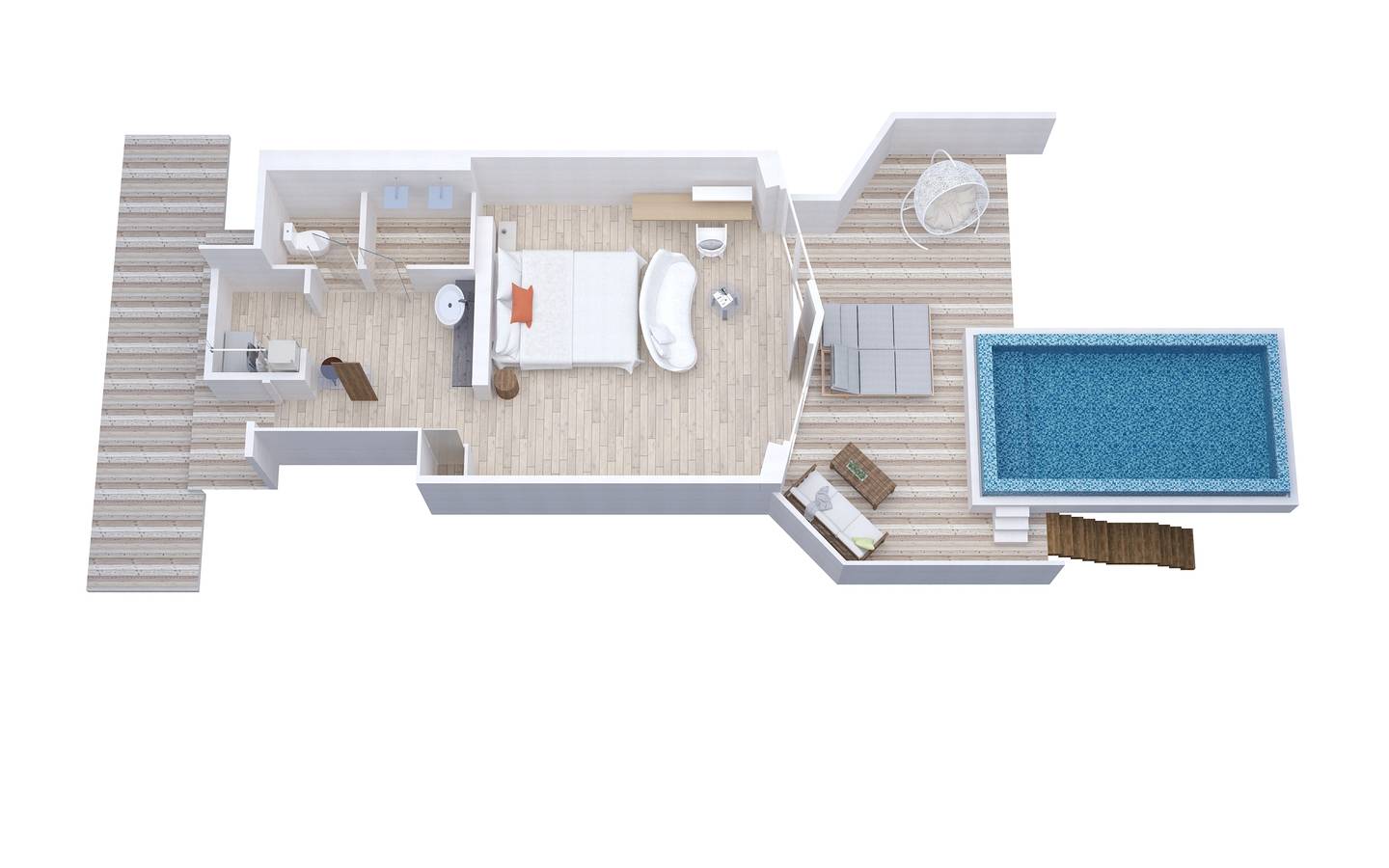 Lux* South Ari Atoll, Romantic Pool Water Villa, Grundriss