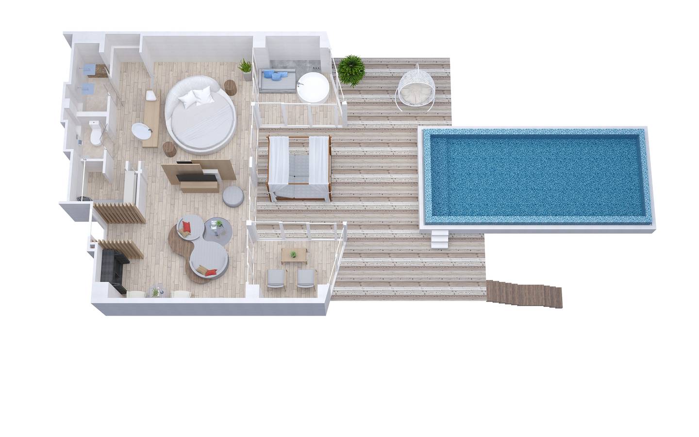 Lux* South Ari Atoll, Temptation Pool Water Villa, Grundriss