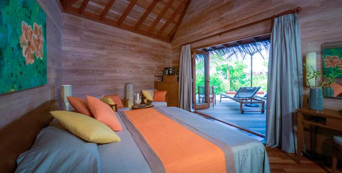 Schlafen,Beach Villa, Mirihi Island Resort