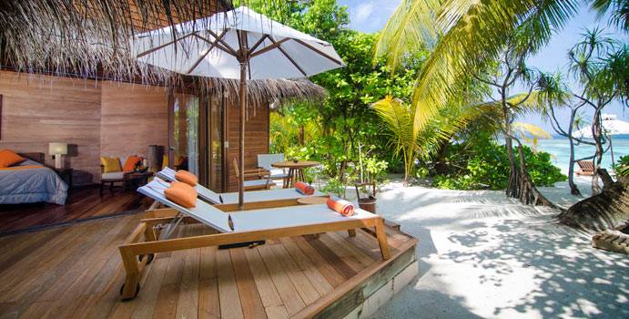 Terrasse, Beach Villa, Mirihi Island Resort