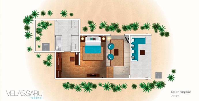 Grundriss, Deluxe Bungalow, Velassaru Maldives