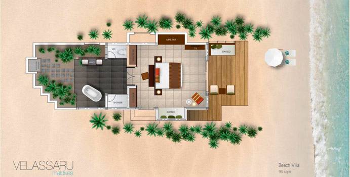 Grundriss, Beach Villa, Velassaru Maldives