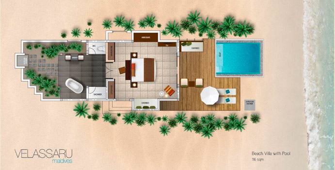 Grundriss, Beach Villa with Pool, Velassaru Maldives