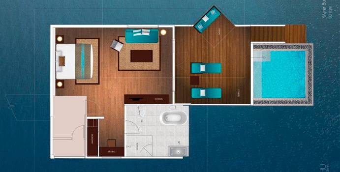 Grundriss, Water Bungalow with Pool, Velassaru Maldives