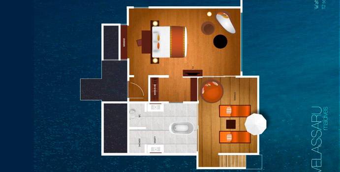 Grundriss, Water Villa, Velassaru Maldives