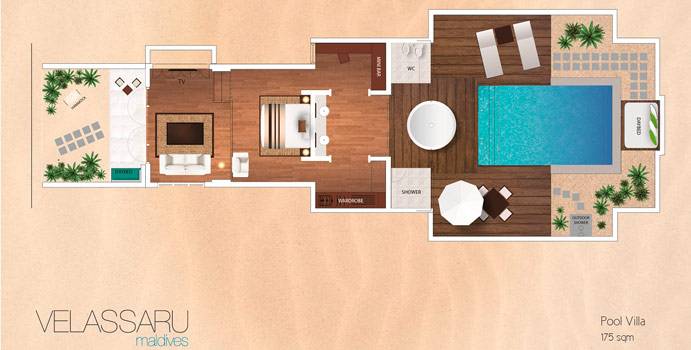 Grundriss, Pool Villa, Velassaru Maldives
