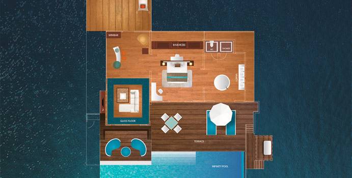 Grundriss, Water Suite, Velassaru Maldives