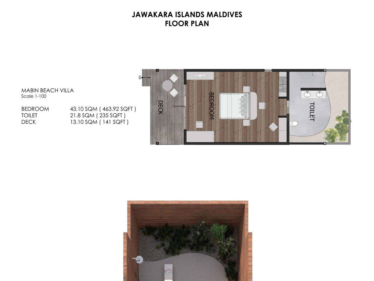 Jawakara Isalnds Maldives, Malediven, Mabin Beach Villa, Grundriss