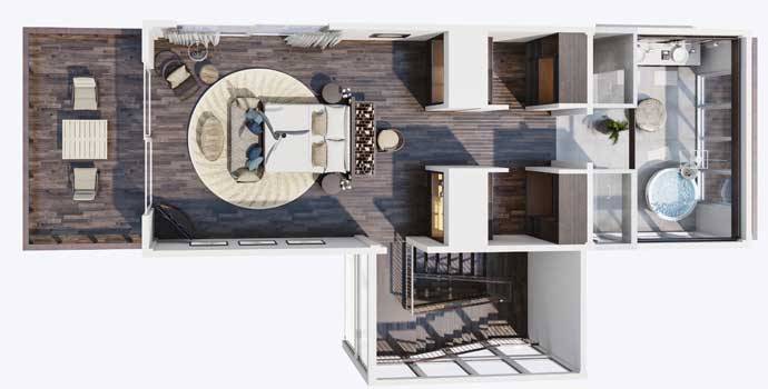 Grundriss Obergeschoss, Two Bedroom Pool Residence, Naladhu Private Island Maldives