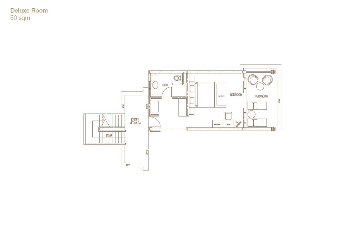 Sun Siyam Olhuveli, Malediven, Deluxe Room, Grundriss