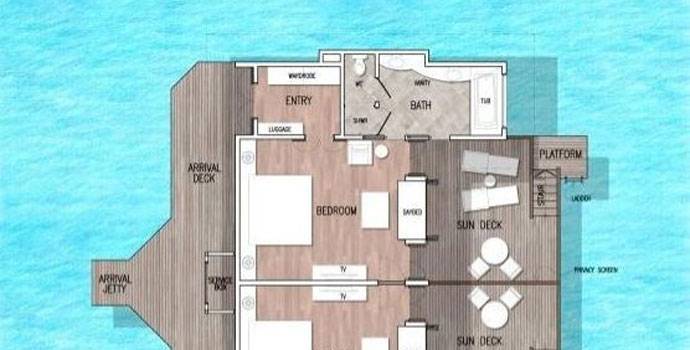 Grundriss, Lagoon Villa, Taj Exotica Maldives Resort & SPA