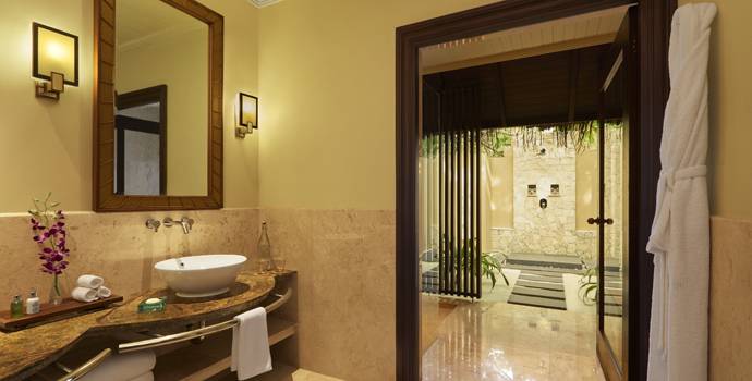 Badezimmer, Deluxe Beach Villa with Pool, Taj Exotica Maldives Resort & SPA