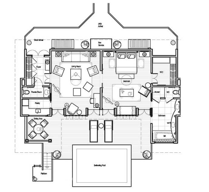 Grundriss, One Bedroom Ocean Suite with Pool, Taj Exotica Maldives Resort & SPA