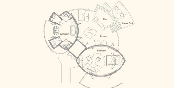 Grundriss, Water Villa, Constance Halaveli Resort