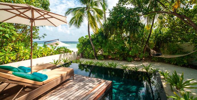 Pool und Garten, Beach Villa, Constance Halaveli Resort