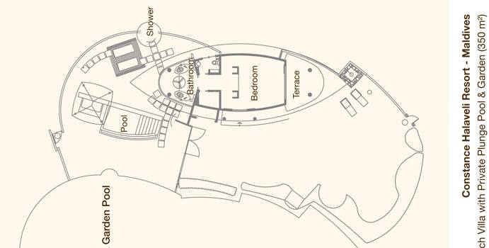 Grundriss, Beach Villa, Constance Halaveli Resort