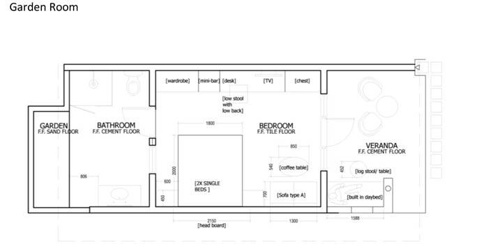 Grundriss, Garden Room, Summer Island Maldives