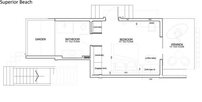 Grundriss, Superior Beach Room, Summer Island Maldives