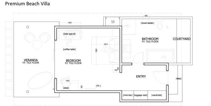 Grundriss, Premium Beach Villa, Summer Island Maldives