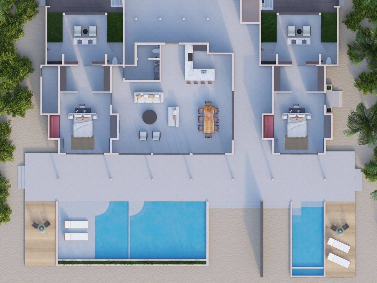 Villa_Haven_Two_Bedroom_Residence_with_Two_Beach_Pools_Floor Plan 1