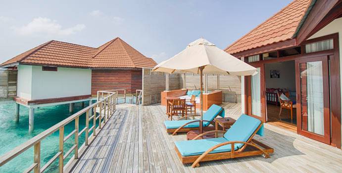 Liegen Terrasse, Wasserbungalow, ROBINSON Club Maldives