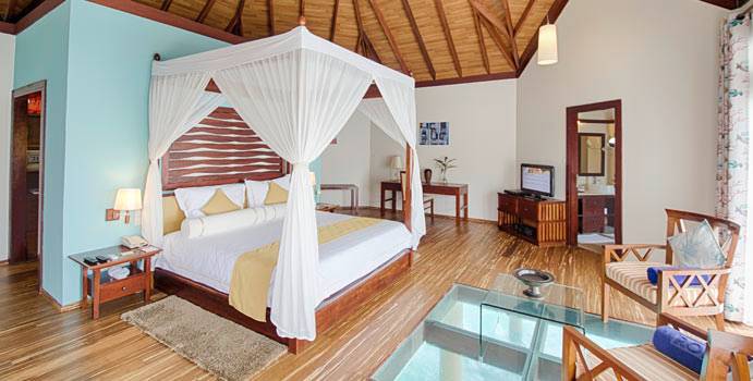 Wohnen, Wasserbungalow, ROBINSON Club Maldives
