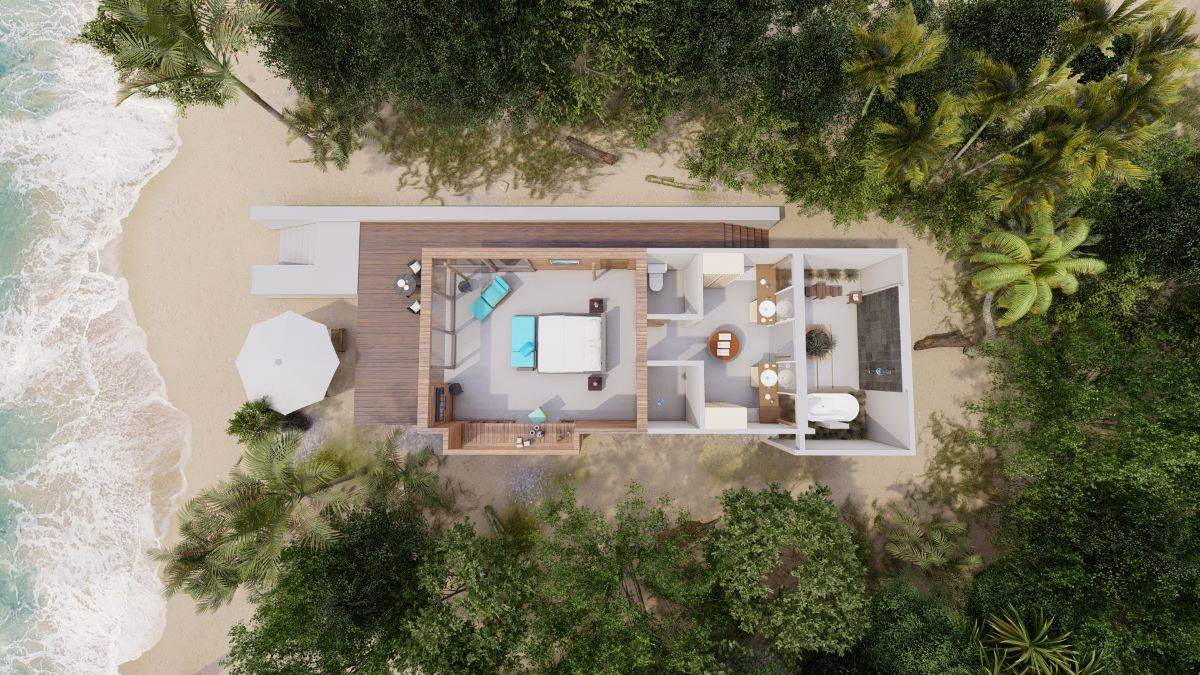 Park Hyatt Maldives Hadahaa, Beach Villa, Grundriss von oben