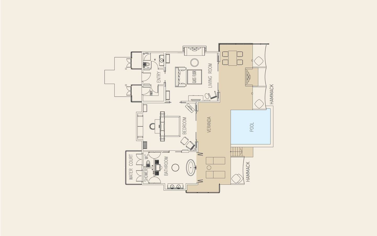 Ayada Maldives, Malediven, Sunset Ocean Suite with Pool, Grundriss