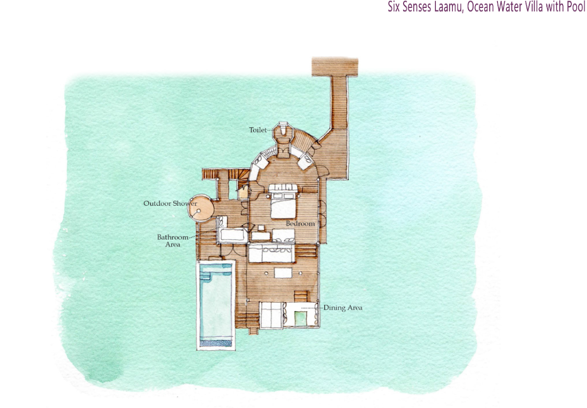 Six Senses Laamu, Ocean Water Villa with Pool, Grundriss