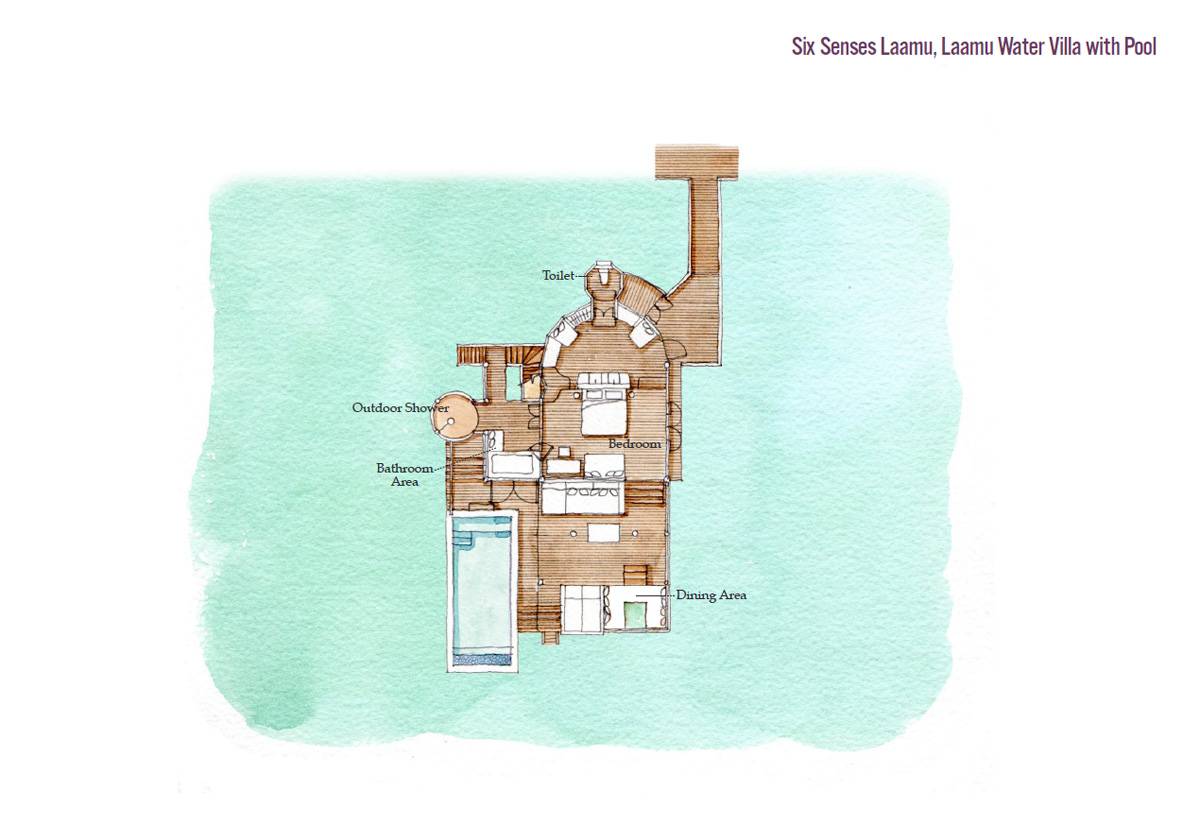 Six Senses Laamu, Laamu Water Villa with Pool, Grundriss