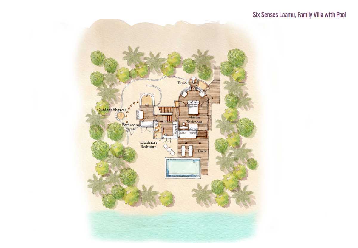 Six Senses Laamu, Family Beach Villa with Pool, Grundriss