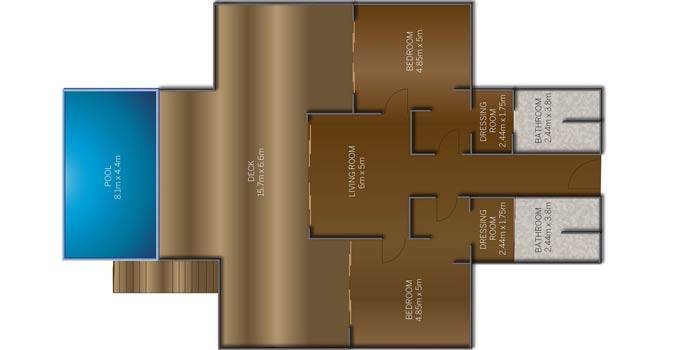 Grundriss, Two Bedroom Ocean Villa with Pool, Hideaway Beach Resort & SPA