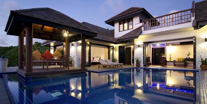 Pool am Abend, Two Bedroom Family Villa with Pool, Hideaway Beach Resort & SPA