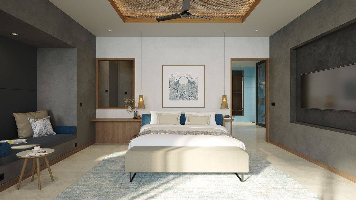 Veligandu Island Resort, Malediven, Sunset Ocean Pool Villa, Schlafzimmer