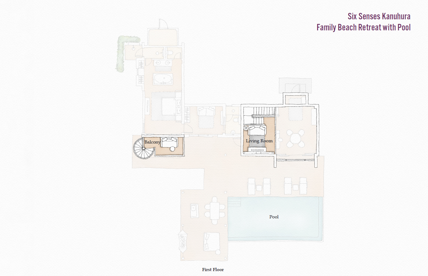 Six Senses Kanuhura, Family Beach Retreat with Pool, Grundriss OG