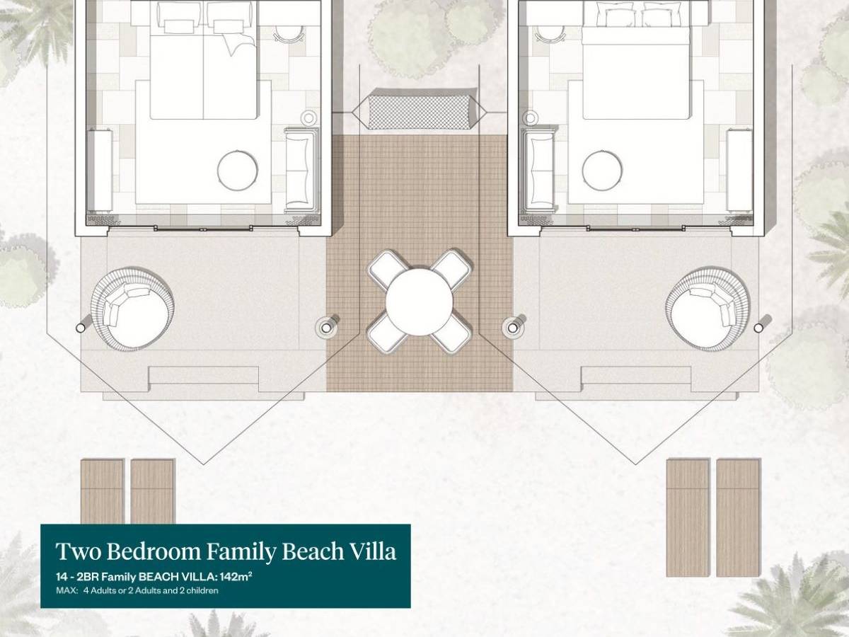 Raaya by Atmosphere, Malediven, Two Bedroom Family Beach Villa, Grundriss