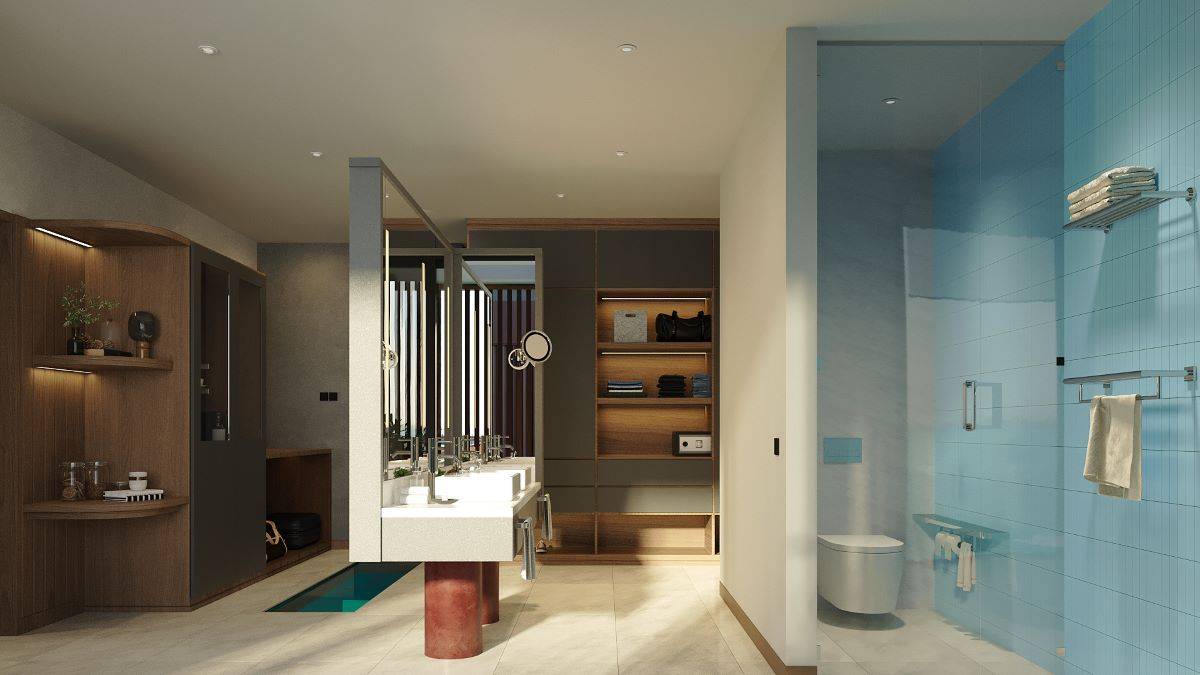 Veligandu Island Resort, Malediven, Sunset Ocean Pool Villa, Badezimmer