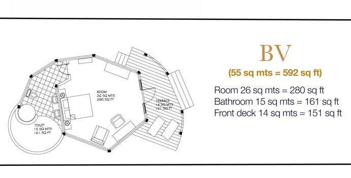 Komandoo Island Resort, Malediven, Beach Villa, Grundriss