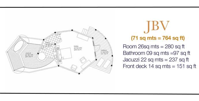 Komandoo Island Resort, Malediven, Jacuzzi Beach Villa, Grundriss