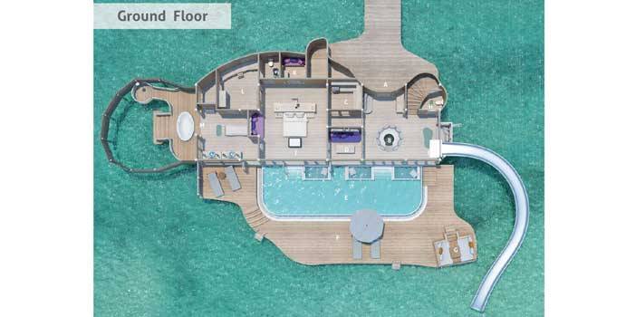 Grundriss,1 Bedroom Water Retreat with slide, Soneva Jani