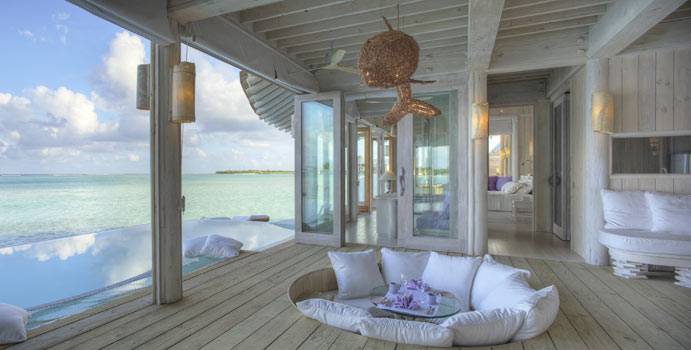 Terrasse, 1 Bedroom Water Retreat with slide, Soneva Jani