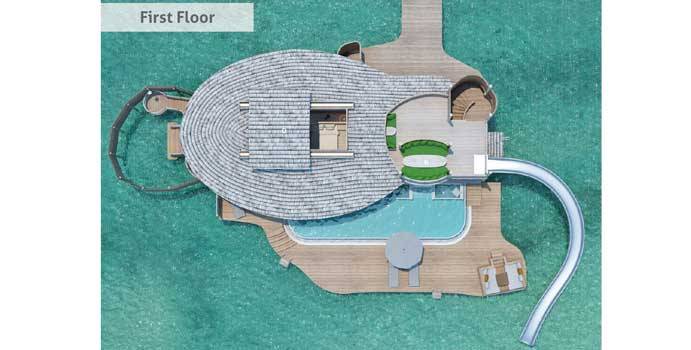 Grundriss,1 Bedroom Water Retreat with slide, Soneva Jani