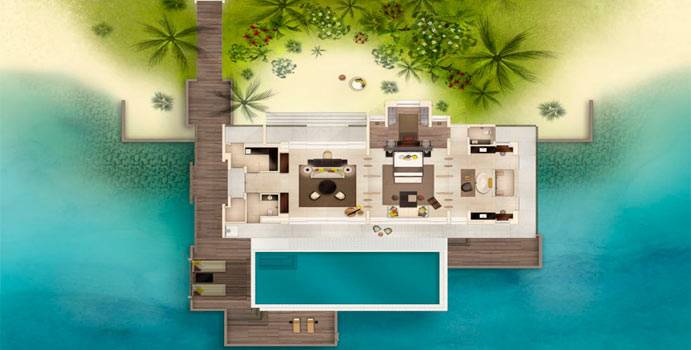 Grundriss, 1-Bedroom Garden Water Villa, Cheval Blanc Randheli